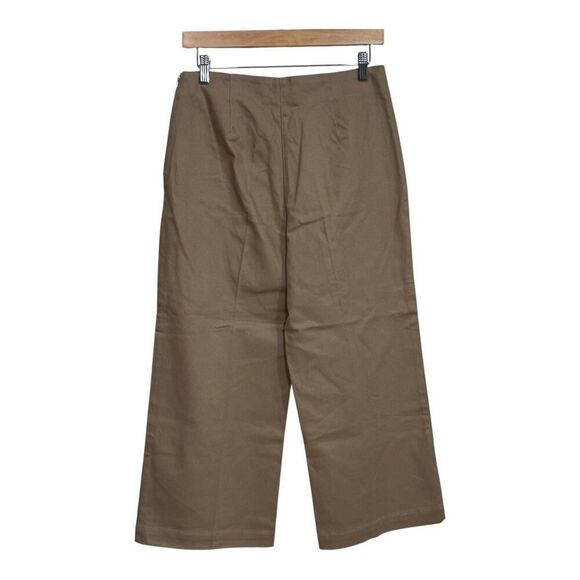 zara wide leg pants khaki cropped size medium - Picture 2 of 7